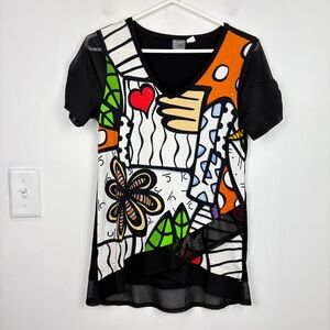 Colorful Abstract Short Sleeve Top
